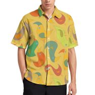 AILLOSA YH-614 Aloha Hawaii 3D Desen Kısa Kollu Erkek Gömlek