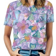 AILLOSA YH-616 Tamamı Baskılı Kısa Kollu Yuvarlak Yaka Kadın T-shirt