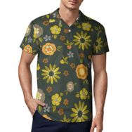AILLOSA YH-617 3D Baskılı Desen Kısa Kollu Polo Yaka Erkek T-shirt