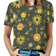 AILLOSA YH-617 Tamamı Baskılı Kısa Kollu Yuvarlak Yaka Kadın T-shirt