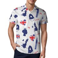 AILLOSA YH-618 3D Baskılı Desen Kısa Kollu Polo Yaka Erkek T-shirt