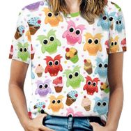 AILLOSA YH-618 Tamamı Baskılı Kısa Kollu Yuvarlak Yaka Kadın T-shirt