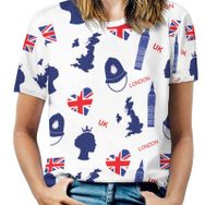 AILLOSA YH-619 Tamamı Baskılı Kısa Kollu Yuvarlak Yaka Kadın T-shirt