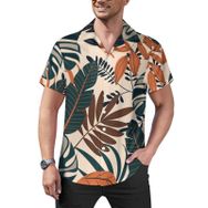 AILLOSA YH-62 Hawaii Çiçek Baskılı 3D Desen Kısa Kollu Erkek Gömlek