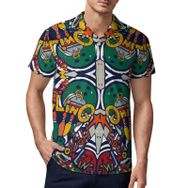 AILLOSA YH-622 3D Baskılı Desen Kısa Kollu Polo Yaka Erkek T-shirt