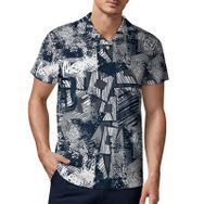 AILLOSA YH-623 3D Baskılı Desen Kısa Kollu Polo Yaka Erkek T-shirt