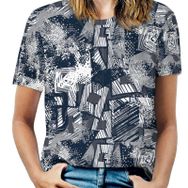 AILLOSA YH-623 Tamamı Baskılı Kısa Kollu Yuvarlak Yaka Kadın T-shirt