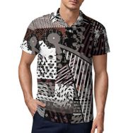 AILLOSA YH-626 3D Baskılı Desen Kısa Kollu Polo Yaka Erkek T-shirt