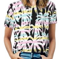 AILLOSA YH-627 Tamamı Baskılı Kısa Kollu Yuvarlak Yaka Kadın T-shirt