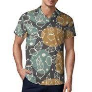 AILLOSA YH-628 3D Baskılı Desen Kısa Kollu Polo Yaka Erkek T-shirt
