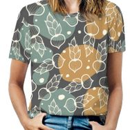 AILLOSA YH-628 Tamamı Baskılı Kısa Kollu Yuvarlak Yaka Kadın T-shirt