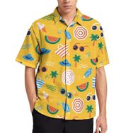 AILLOSA YH-632 Aloha Hawaii 3D Desen Kısa Kollu Erkek Gömlek