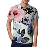 AILLOSA YH-637 3D Baskılı Desen Kısa Kollu Polo Yaka Erkek T-shirt