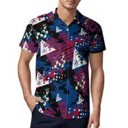 AILLOSA YH-638 3D Baskılı Desen Kısa Kollu Polo Yaka Erkek T-shirt