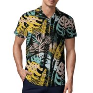 AILLOSA YH-639 3D Baskılı Desen Kısa Kollu Polo Yaka Erkek T-shirt