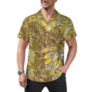 AILLOSA YH-64 Hawaii Çiçek Baskılı 3D Desen Kısa Kollu Erkek Gömlek