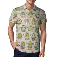 AILLOSA YH-640 3D Baskılı Desen Kısa Kollu Polo Yaka Erkek T-shirt