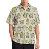 AILLOSA YH-640 Aloha Hawaii 3D Desen Kısa Kollu Erkek Gömlek
