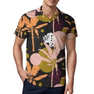 AILLOSA YH-641 3D Baskılı Desen Kısa Kollu Polo Yaka Erkek T-shirt