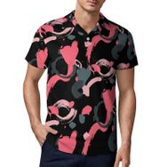 AILLOSA YH-642 3D Baskılı Desen Kısa Kollu Polo Yaka Erkek T-shirt