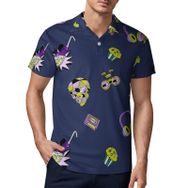 AILLOSA YH-643 3D Baskılı Desen Kısa Kollu Polo Yaka Erkek T-shirt