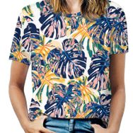 AILLOSA YH-644 Tamamı Baskılı Kısa Kollu Yuvarlak Yaka Kadın T-shirt