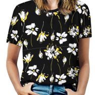 AILLOSA YH-645 Tamamı Baskılı Kısa Kollu Yuvarlak Yaka Kadın T-shirt