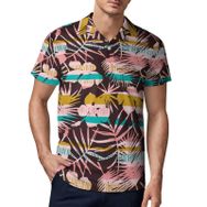 AILLOSA YH-646 3D Baskılı Desen Kısa Kollu Polo Yaka Erkek T-shirt