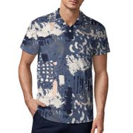 AILLOSA YH-647 3D Baskılı Desen Kısa Kollu Polo Yaka Erkek T-shirt