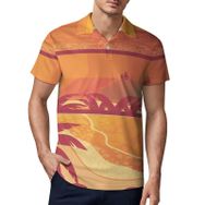 AILLOSA YH-648 3D Baskılı Desen Kısa Kollu Polo Yaka Erkek T-shirt