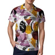 AILLOSA YH-649 3D Baskılı Desen Kısa Kollu Polo Yaka Erkek T-shirt