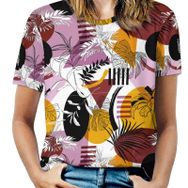 AILLOSA YH-649 Tamamı Baskılı Kısa Kollu Yuvarlak Yaka Kadın T-shirt