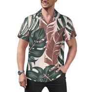 AILLOSA YH-65 Hawaii Çiçek Baskılı 3D Desen Kısa Kollu Erkek Gömlek