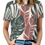 AILLOSA YH-65 Tamamı Baskılı Kısa Kollu Yuvarlak Yaka Kadın T-shirt