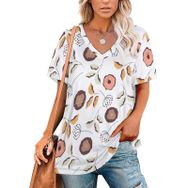 AILLOSA YH-650 Tamamı Baskılı Kısa Kollu V Yakalı Kadın T-shirt