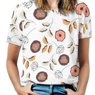AILLOSA YH-650 Tamamı Baskılı Kısa Kollu Yuvarlak Yaka Kadın T-shirt