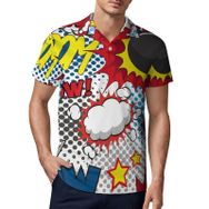AILLOSA YH-652 3D Baskılı Desen Kısa Kollu Polo Yaka Erkek T-shirt