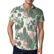 AILLOSA YH-654 3D Baskılı Desen Kısa Kollu Polo Yaka Erkek T-shirt