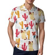 AILLOSA YH-655 3D Baskılı Desen Kısa Kollu Polo Yaka Erkek T-shirt