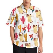 AILLOSA YH-655 Aloha Hawaii 3D Desen Kısa Kollu Erkek Gömlek