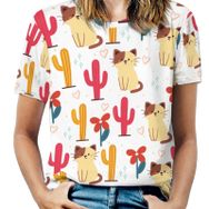 AILLOSA YH-655 Tamamı Baskılı Kısa Kollu Yuvarlak Yaka Kadın T-shirt