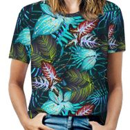 AILLOSA YH-656 Tamamı Baskılı Kısa Kollu Yuvarlak Yaka Kadın T-shirt