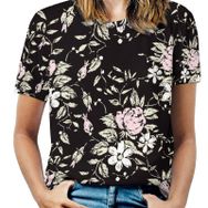 AILLOSA YH-657 Tamamı Baskılı Kısa Kollu Yuvarlak Yaka Kadın T-shirt