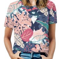 AILLOSA YH-659 Tamamı Baskılı Kısa Kollu Yuvarlak Yaka Kadın T-shirt