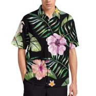 AILLOSA YH-66 Aloha Hawaii 3D Desen Kısa Kollu Erkek Gömlek