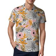 AILLOSA YH-661 3D Baskılı Desen Kısa Kollu Polo Yaka Erkek T-shirt