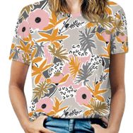 AILLOSA YH-661 Tamamı Baskılı Kısa Kollu Yuvarlak Yaka Kadın T-shirt