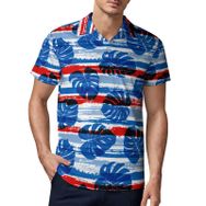 AILLOSA YH-662 3D Baskılı Desen Kısa Kollu Polo Yaka Erkek T-shirt