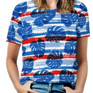 AILLOSA YH-662 Tamamı Baskılı Kısa Kollu Yuvarlak Yaka Kadın T-shirt