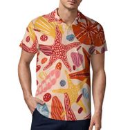 AILLOSA YH-663 3D Baskılı Desen Kısa Kollu Polo Yaka Erkek T-shirt